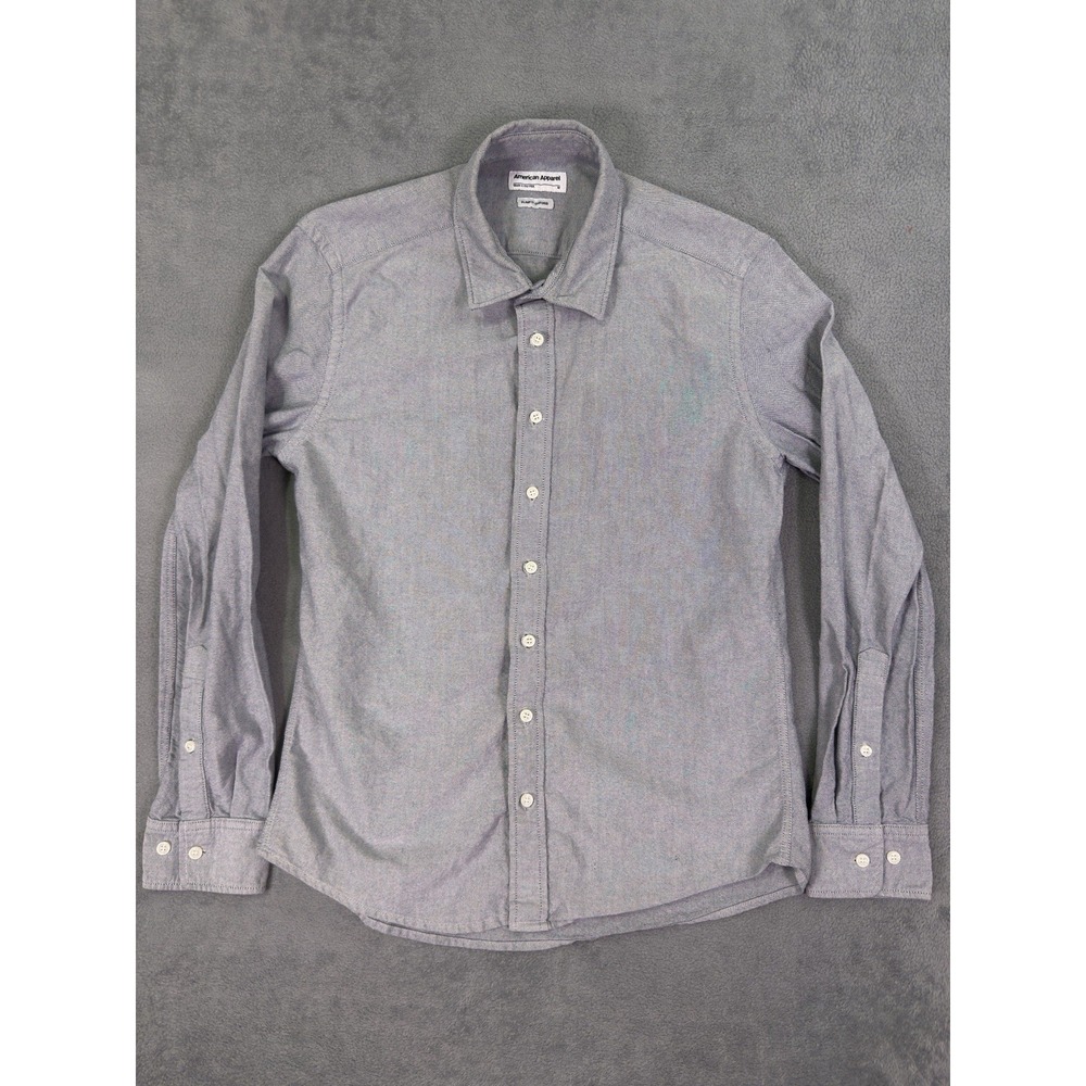 American Apparel Shirt Mens Medium Gray Button Up Long Sleeve Slim Fit Oxford